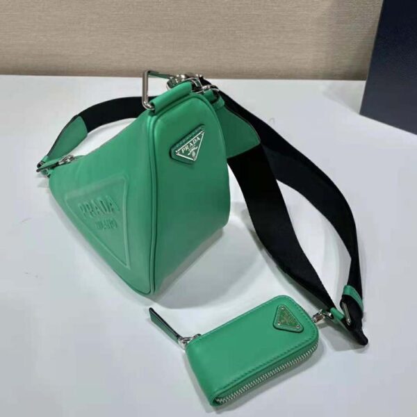 Prada Women Leather Triangle Shoulder Bag-Green (4)