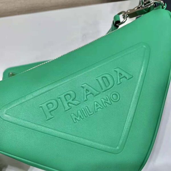 Prada Women Leather Triangle Shoulder Bag-Green (8)