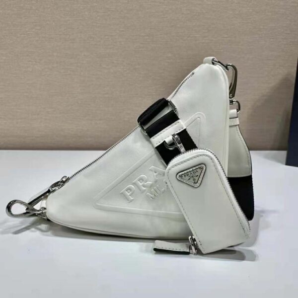 Prada Women Leather Triangle Shoulder Bag-white (2)