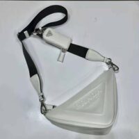 Prada Women Leather Triangle Shoulder Bag-white (1)