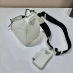 Prada Women Leather Triangle Shoulder Bag-White – Image 5