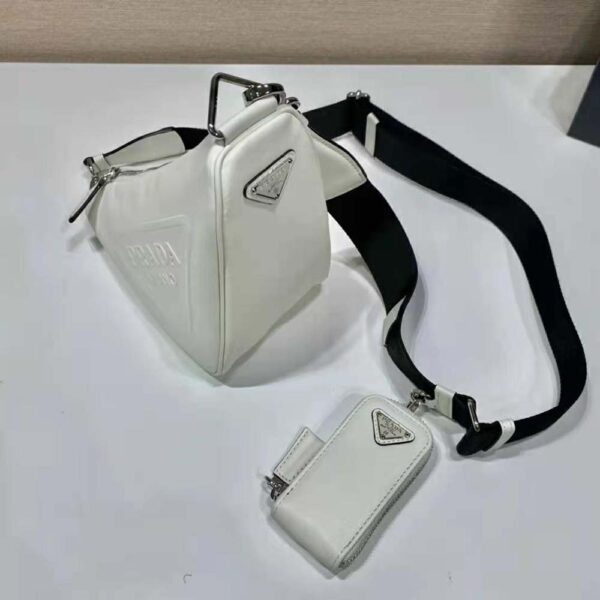 Prada Women Leather Triangle Shoulder Bag-white (4)
