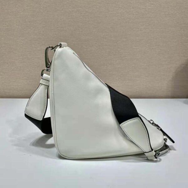 Prada Women Leather Triangle Shoulder Bag-white (5)
