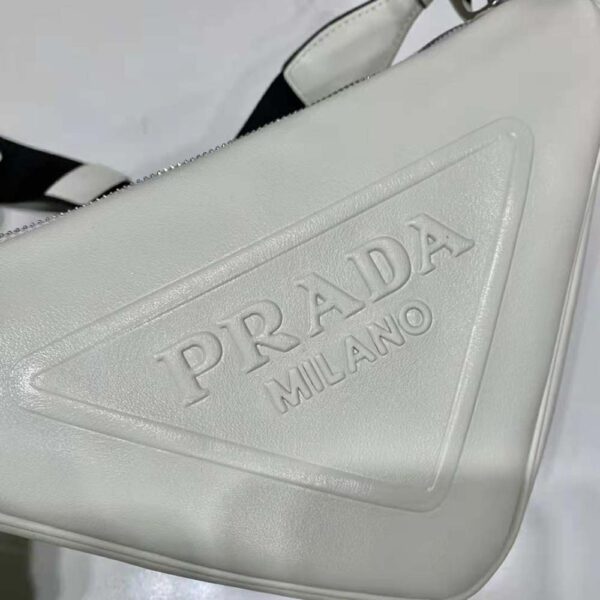 Prada Women Leather Triangle Shoulder Bag-white (6)