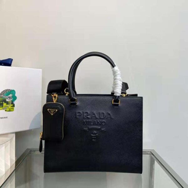 Prada Women Medium Saffiano Leather Handbag-Black (2)