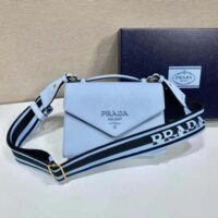 Prada Women Monochrome Saffiano and Leather Bag-Blue (1)