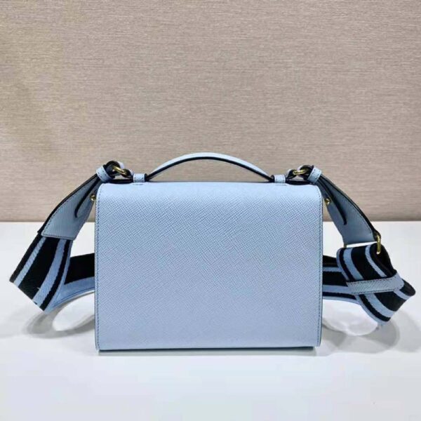 Prada Women Monochrome Saffiano and Leather Bag-Blue (5)
