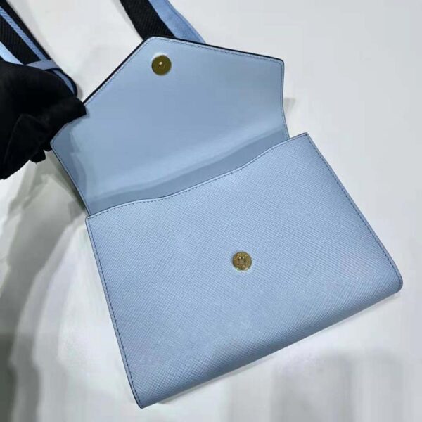 Prada Women Monochrome Saffiano and Leather Bag-Blue (7)