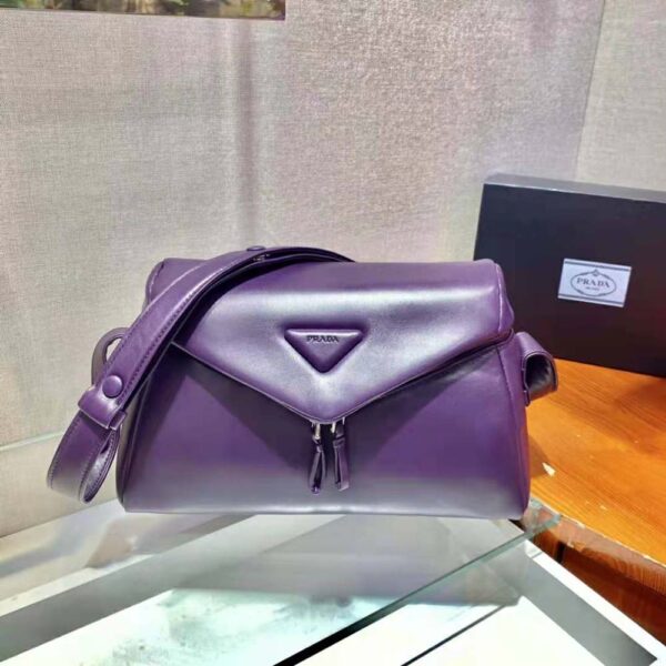 Prada Women Padded Nappa Leather Prada Signaux Bag-purple (2)