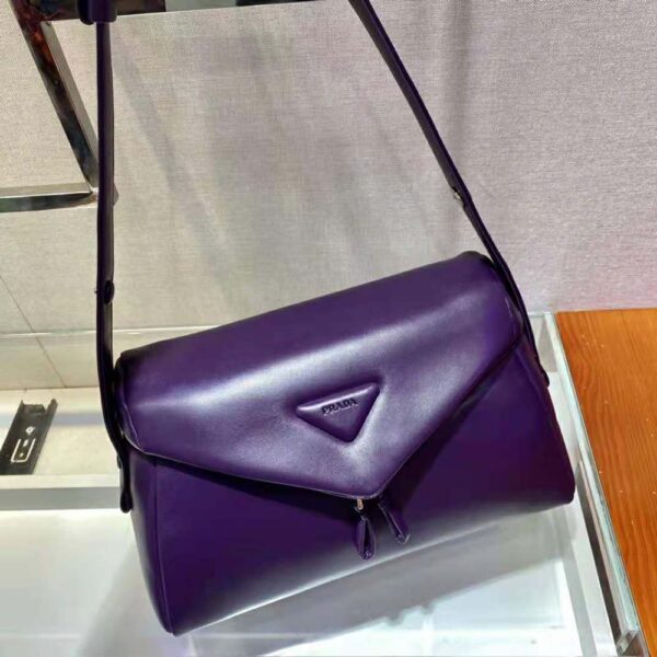 Prada Women Padded Nappa Leather Prada Signaux Bag-purple (4)
