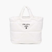 Prada Women Padded Re-Nylon Tote Bag-White