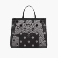 Prada Women Polka-Dot Mesh Tote Bag-Black