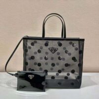 Prada Women Polka-Dot Mesh Tote Bag-Black (1)