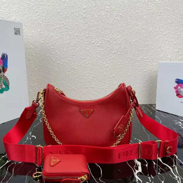 Prada Women Prada Re-Edition 2005 Saffiano Leather Bag-red (2)