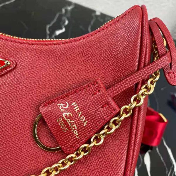 Prada Women Prada Re-Edition 2005 Saffiano Leather Bag-red (9)