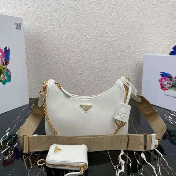 Prada Women Prada Re-Edition 2005 Saffiano Leather Bag-white (2)