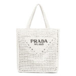 Sac cabas Prada en raphia pour femme - Blanc