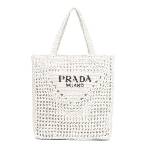Prada Women Raffia Tote Bag-White