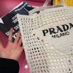 Prada Women Raffia Tote Bag-White – Image 5