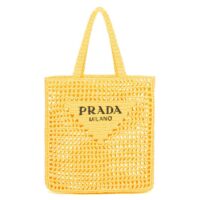 Prada Women Raffia Tote Bag-Yellow