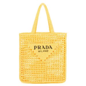 Prada Women Raffia Tote Bag-Yellow