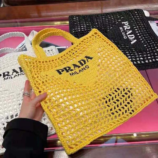 Prada Women Raffia Tote Bag-yellow (4)