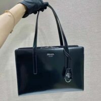 Prada Women Re-Edition 1995 Brushed-Leather Medium Handbag-Black (1)