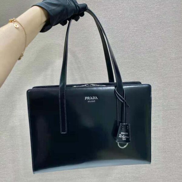Prada Women Re-Edition 1995 Brushed-Leather Medium Handbag-Black (2)