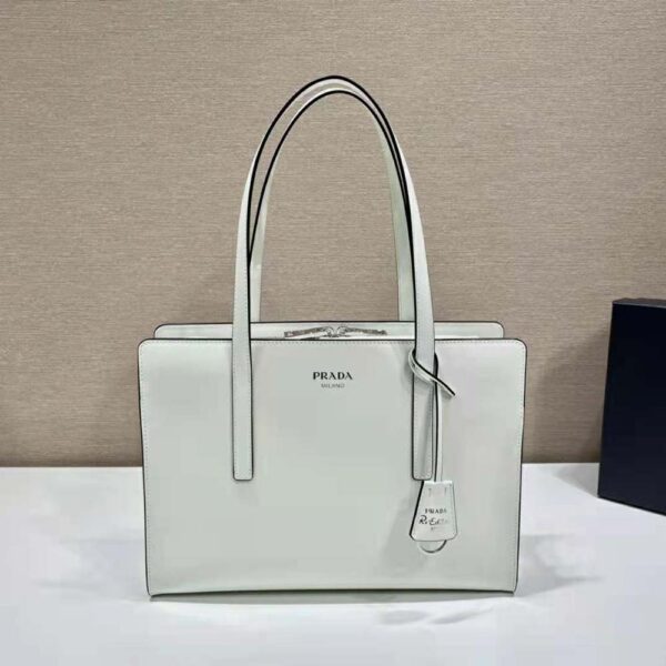 Prada Women Re-Edition 1995 Brushed-Leather Medium Handbag-White (3)
