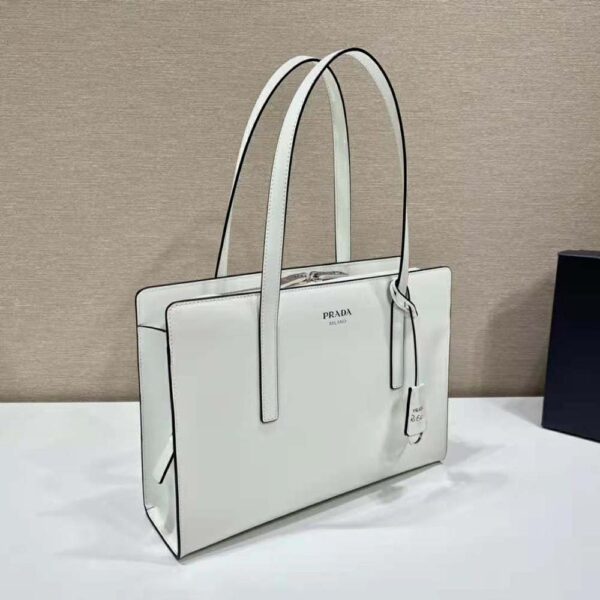 Prada Women Re-Edition 1995 Brushed-Leather Medium Handbag-White (4)