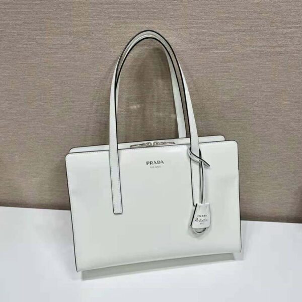 Prada Women Re-Edition 1995 Brushed-Leather Medium Handbag-White (5)