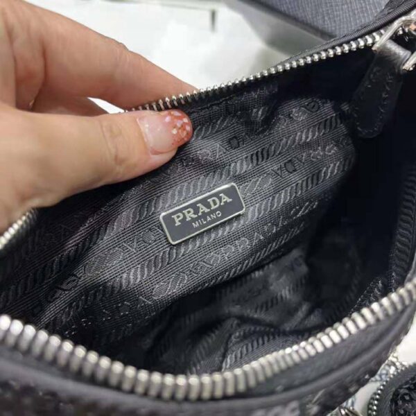 Prada Women Re-Edition 2000 Sequined Re-Nylon Mini-Bag-Black (10)