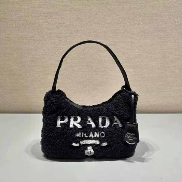 Prada Women Re-Edition 2000 Terry Mini-Bag-Black (2)
