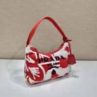 Prada Women Re-Edition 2006 Embroidered Drill Mini Bag-Red (1)