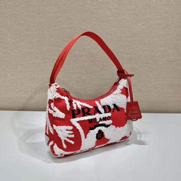 Prada Women Re-Edition 2006 Embroidered Drill Mini Bag-Red (3)