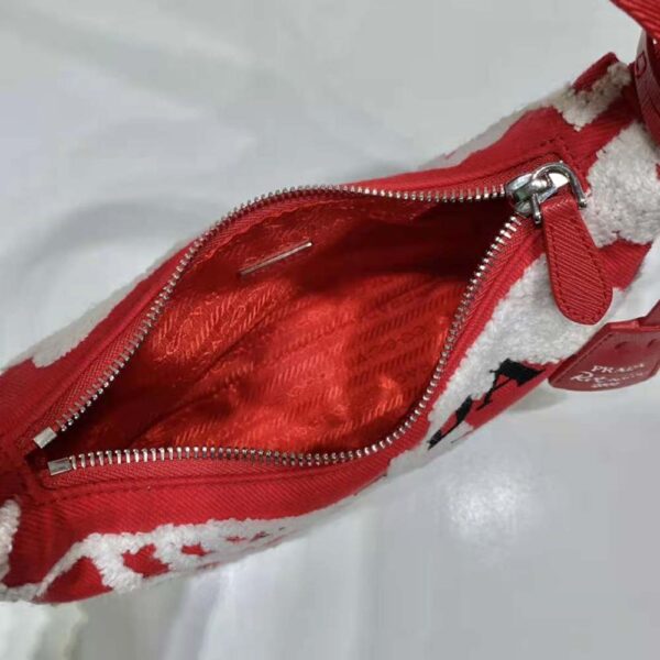Prada Women Re-Edition 2006 Embroidered Drill Mini Bag-Red (6)