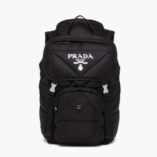 Prada Unisex Re-Nylon Padded Backpack with Hood-Black
