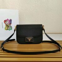 Prada Women Saffiano Leather Prada Emblème Bag-black (1)