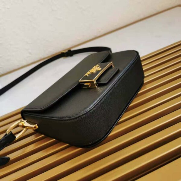 Prada Women Saffiano Leather Prada Emblème Bag-black (5)