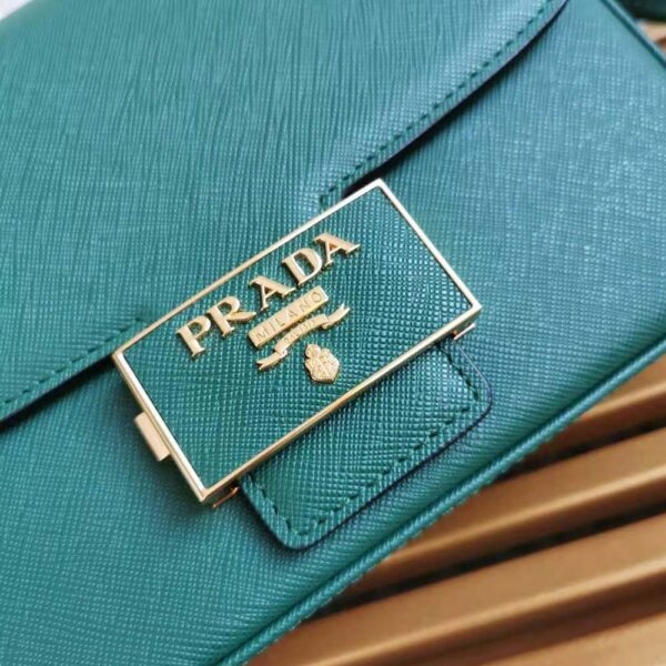 Prada Women Saffiano Leather Prada Emblème Bag-green (8)