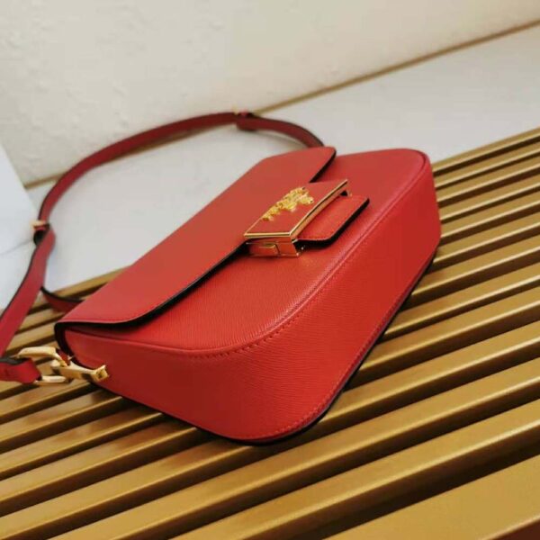 Prada Women Saffiano Leather Prada Emblème Bag-red (4)