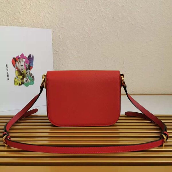 Prada Women Saffiano Leather Prada Emblème Bag-red (5)