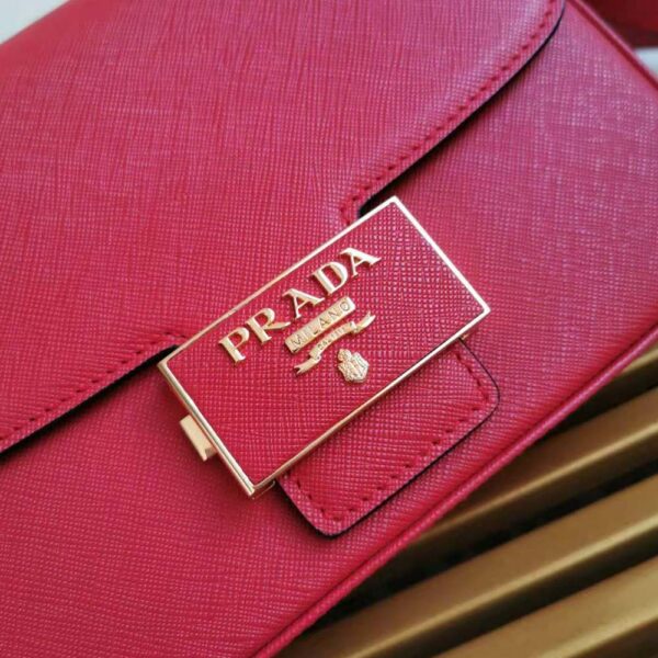 Prada Women Saffiano Leather Prada Emblème Bag-red (7)