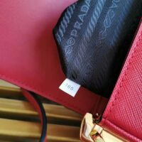 Prada Women Saffiano Leather Prada Emblème Bag-red (1)