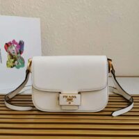 Prada Women Saffiano Leather Prada Emblème Bag-white (1)