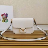 Prada Women Saffiano Leather Prada Emblème Bag-white (1)