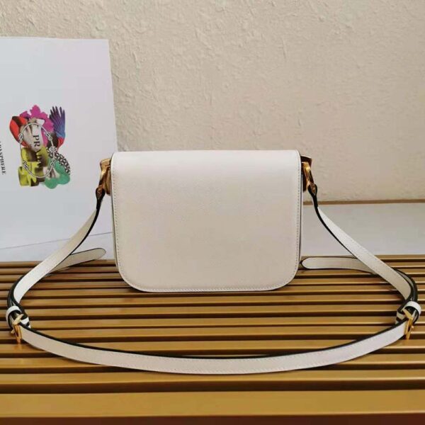 Prada Women Saffiano Leather Prada Emblème Bag-white (6)