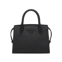 Prada Women Saffiano Leather Prada Monochrome Bag-Black
