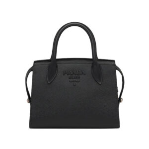 Prada Women Saffiano Leather Prada Monochrome Bag-Black