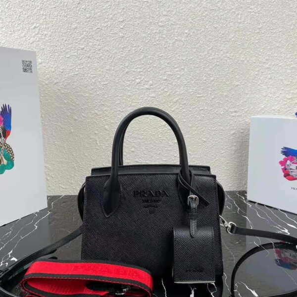 Prada Women Saffiano Leather Prada Monochrome Bag-black (2)